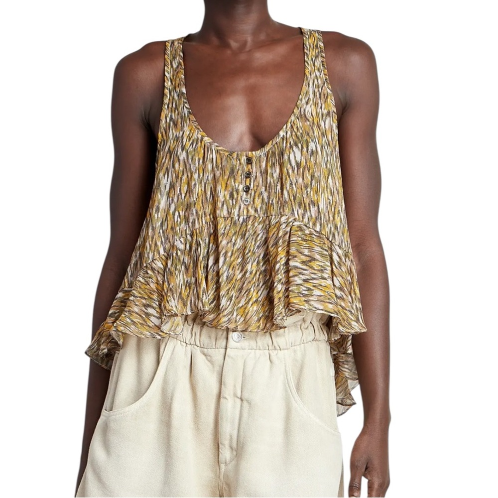 Isabel Marant Étoile Slimea High Low Chiffon Tank Flounce Hem Size 38
